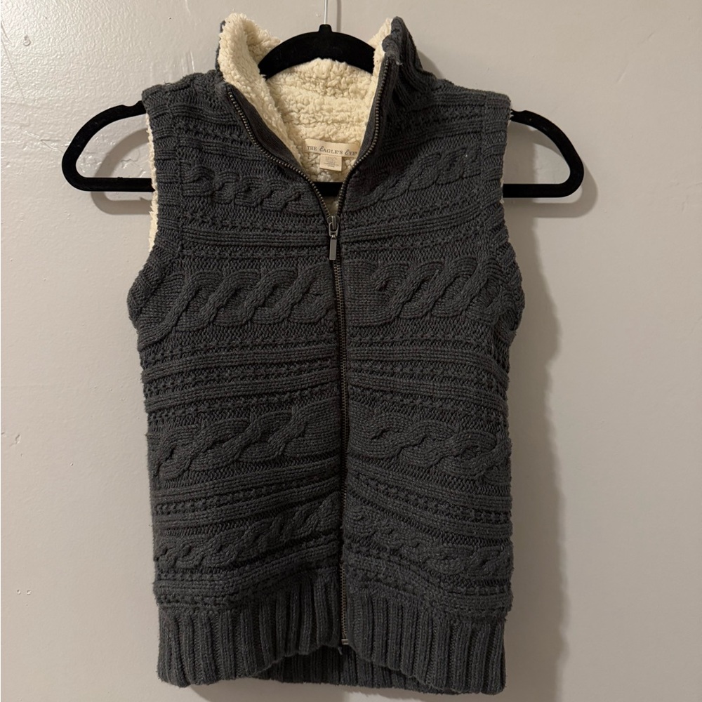 Cozy Cable Knit Vest with Sherpa Lining